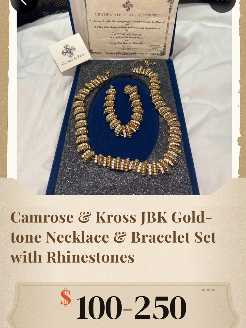 Camrose & Kross Gold-Tone Necklace with Rhinestones - Elegant Statement Piece